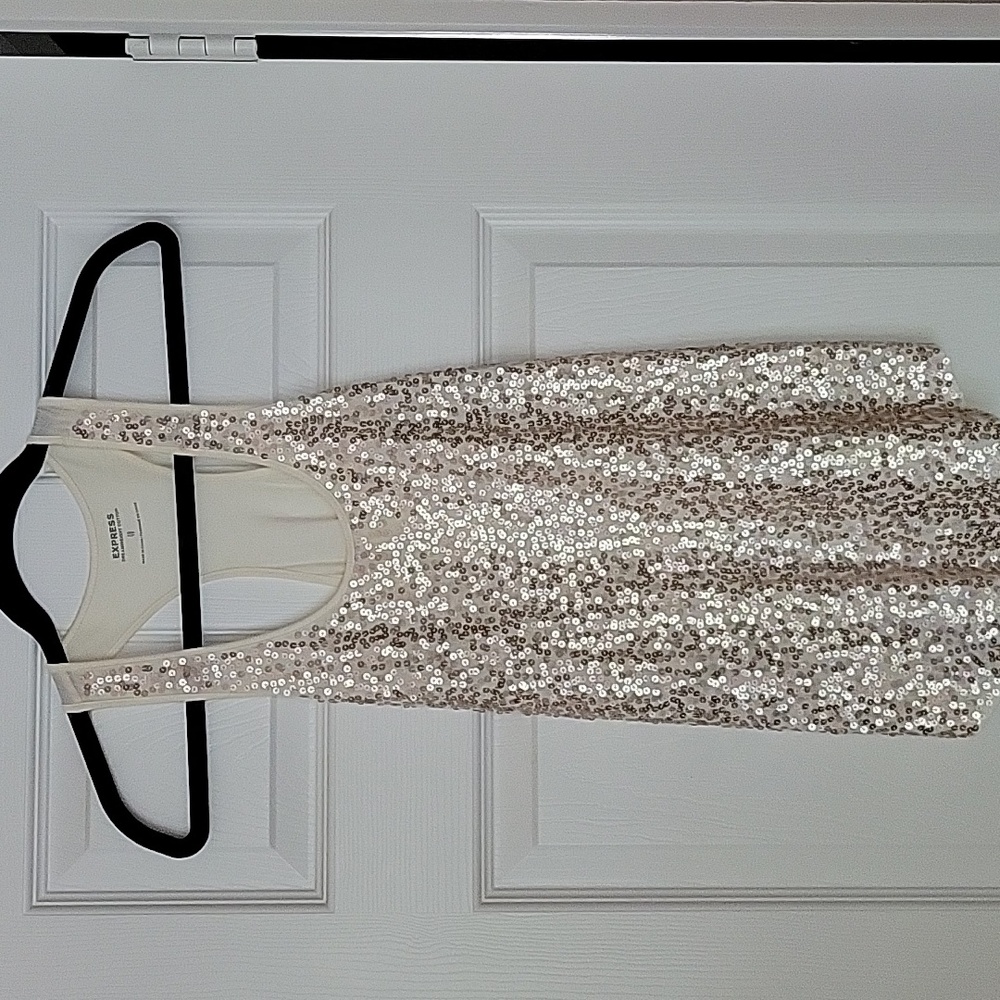 Express Champagne Sequin Tank Top